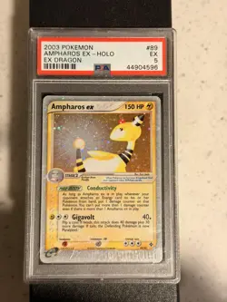 2003 POKEMON EX DRAGON AMPHAROS EX-HOLO #89 PSA 5 - Image 3