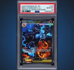 2025 POKEMON PFL SPECIAL ILLUSTRATION RARE #125 MEGA CHARIZARD X EX PSA 10 - Image 1