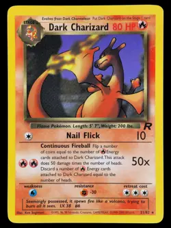 Dunkles Glurak 21/82 Team Rocket Englisch Dark Charizard Non Holo Pokemon Karten - Image 1