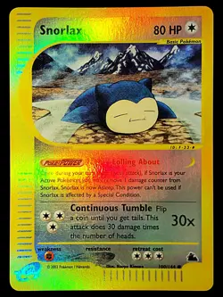 Near Mint Snorlax 100/144 Reverse Holo Skyridge Englisch Relaxo Pokemon Karten - Image 1