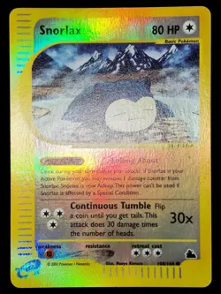 Near Mint Snorlax 100/144 Reverse Holo Skyridge Englisch Relaxo Pokemon Karten - Image 2