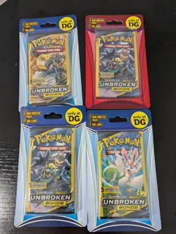 (4) Pokemon Dollar General Mini Booster Unbroken Bonds 3 Card Pack, Art Set+FOIL - Image 1