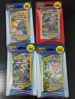 (4) Pokemon Dollar General Mini Booster Unbroken Bonds 3 Card Pack, Art Set+FOIL - Image 2