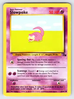 Slowpoke 55/62 1999 Fossil Set Pokemon Card TCG Vintage WOTC Common - Mp - Image 1