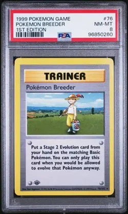 1999 POKEMON BASE SET 76 POKEMON BREEDER 1ST EDITION PSA 8 NM-MT - Image 1