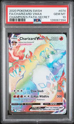 2020 POKEMON SWORD & SHIELD CHAMP'S PATH SECRET FULL ART/CHARIZARD VMAX PSA 10 - Image 1