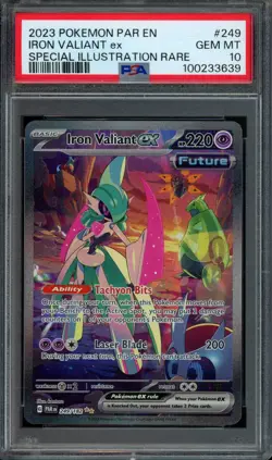 Pokemon Iron Valiant ex SIR 2023 Paradox Rift #249 PSA 10 Gem Mint - Image 1