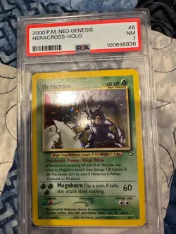 2000 Pokemon Neo Genesis Heracross #6 Holo PSA 7 NM - Image 1