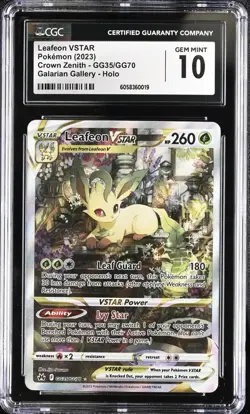 CGC 10 GEM MINT Leafeon VSTAR GG35/GG70 Crown Zenith Holo Pokemon Card - Image 1