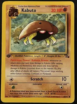 Pokemon TCG Kabuto Fossil 1st Edition Common Card 50/62 Regular - Image 1