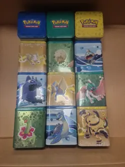 Joblot Empty Pokemon Card Tins: TCG Stacking Tin Grass Water Electric Type - Image 1