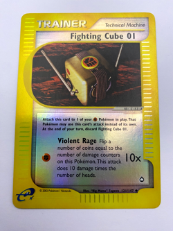 Pokemon Card - Reverse-Holo Fighting Cube 01 121/147 Aquapolis *HP* e-Card UC - Image 1
