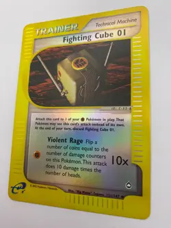 Pokemon Card - Reverse-Holo Fighting Cube 01 121/147 Aquapolis *HP* e-Card UC - Image 5