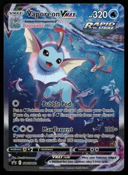 Vaporeon VMAX SWSH182 Promo SWSH Black Star Alternate Art Collection Pokemon LP - Image 1