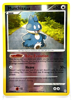 Munchlax 33/130 Reverse Holo Pokemon Card 2007 Diamond & Pearl LP - Image 1