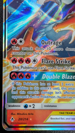 Pokemon TCG Unbroken Bonds Reshiram & Charizard GX Card 20/214 NM/M Condition - Image 5