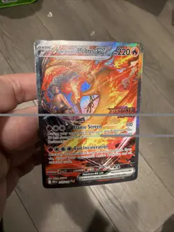 Team Rocket's Moltres Ex - 229/182 - Pokemon Destined Rivals Stamped Promo Card - Image 1