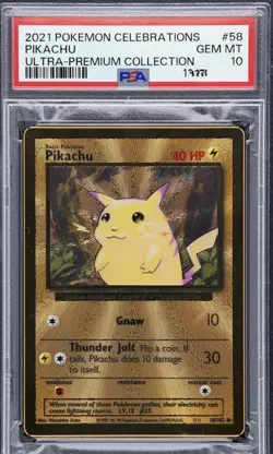 Gold Metal Pikachu Card 58/102 Pokemon Celebrations 25th Anniversary Pokemon TCG - Image 1