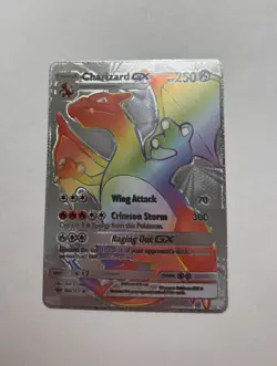 Rainbow Charizard GX Silver Foil Fan Art Textured Display Card NM - Image 1