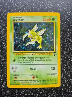 Pokemon TCG Scyther Base Set 2 Holo Unlimited Rare Card 17/130 - Image 1