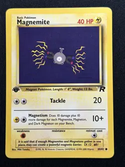 Magnemite 1st Edition Team Rocket 60/82 LP-NM Pokemon Card - Image 1