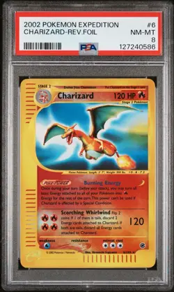 Pokemon TCG Charizard Rare Reverse Holo Card 40/165 Expedition PSA 8 - Image 1