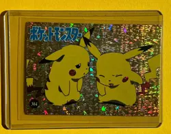 Pokemon Japanese Vending Prism Holo Sticker PIKACHU SAD DUO Holo Foil NM - Image 1