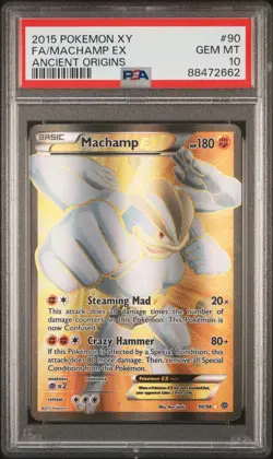 2015 POKEMON XY ANCIENT ORIGINS #90 FULL ART/MACHAMP EX PSA 10 - Image 1