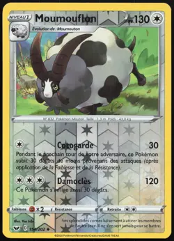 Carte Pokemon Moumouflon 154/202 Reverse Epee et Bouclier Francais - Image 1