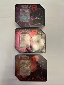 Pokemon TCG: Team Rocket Tin Set of 3 Mewtwo Nidoking Persian - Image 1