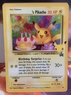 Birthday Pikachu Holo 24 Celebrations Classic Collection Pokemon 2021 NM - Image 1