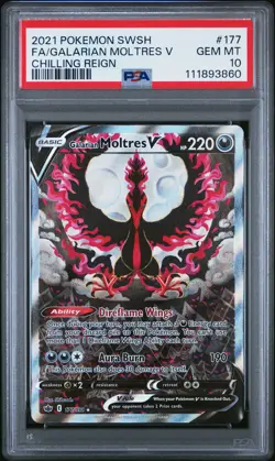 2021 POKEMON SWORD & SHIELD CHILLING REIGN FULL ART/GALARIAN MOLTRES V PSA 10 - Image 1