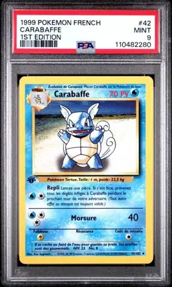 1999 POKEMON FRENCH #42 CARABAFFE 1ST EDITION [WARTORTLE] PSA 9 MINT - Image 1