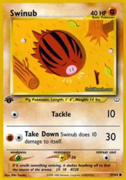 Swinub - 57/64 - Common - 1st Edition PL/MP, English Pokemon Neo Revelation - Image 1