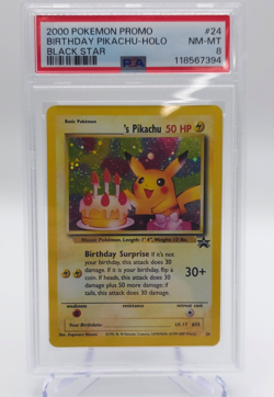 Birthday Pikachu Holo PSA 8 Black Star 2000 Pokemon Promo #24 - Image 1