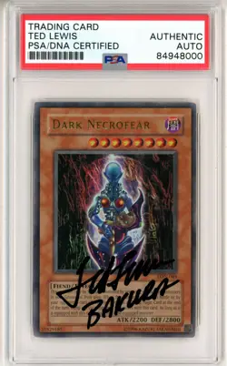 PSA Signed Ted Lewis 2003 Dark Necrofear LON-065 Ultra Rare Yu-Gi-Oh! TCG - Image 1
