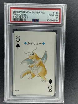 Dragonite PSA 10 Pokemon Silver Version Playing Card 149 3 of Spades Lugia Poker - Image 1