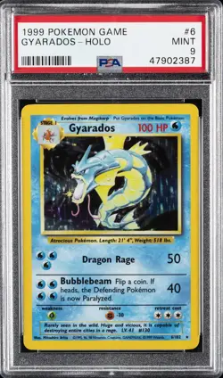 1999 POKEMON BASE SET UNLIMITED #6 GYARADOS-HOLO PSA 9 - Image 1
