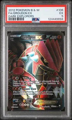 2012 POKEMON B&W DARK EXPLORERS #106 FULL ART/GROUDON EX PSA 5 - Image 1