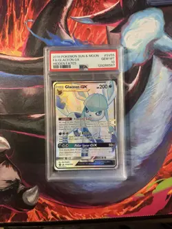 2019 POKEMON SUN & MOON HIDDEN FATES #SV55 FULL ART/GLACEON GX PSA 10 - Image 1