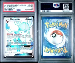 2019 POKEMON SUN & MOON HIDDEN FATES #SV55 FULL ART/GLACEON GX PSA 10 - Image 3