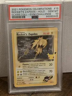 Pokemon 2021 Rockets Zapdos 15/132 Holo Celebrations Classic Collection PSA 10 - Image 1