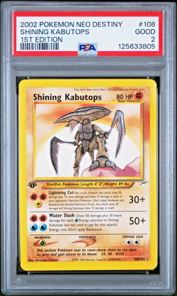 PSA 2 1ST EDITION 2002 Neo Destiny Shining Kabutops 108/105 Holo Foil Pokemon - Image 1