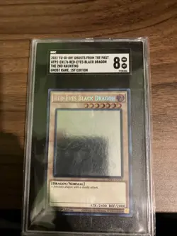 PSA 8 - Yu-Gi-Oh! Red Eyes Black Dragon Ghost Rare 1st Edition GFP2-EN176 - Image 1