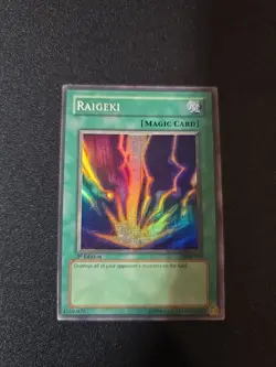 Raigeki - Misprint- LOB-053 - 1st Ed - NA Super Rare Factory Line in Holo - Image 1
