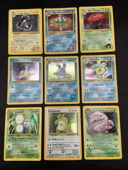 Vintage Pokemon Cards Rare Holo Lot WOTC MP/HP Gym Heroes, Jungle, Fossil, Base - Image 1