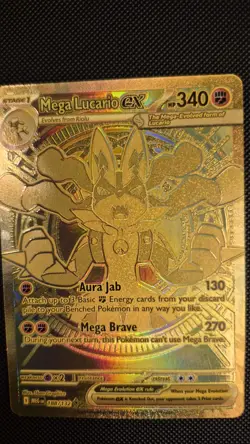 Mega Lucario EX 188/132 Hyper Rare Gold Mega Evolutions Pokemon Card NEAR MINT - Image 5
