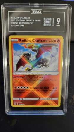 Radiant Charizard #020/159 - Crown Zenith - Radiant Rare - TAG 9 - Pokemon Card - Image 1