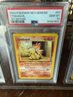 1st Ed PSA 10 Starter Trio Neo Genesis Pokemon Chikorita Cyndaquil Totodile - Image 3