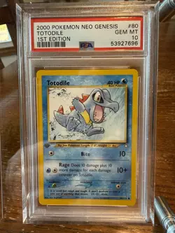 1st Ed PSA 10 Starter Trio Neo Genesis Pokemon Chikorita Cyndaquil Totodile - Image 4